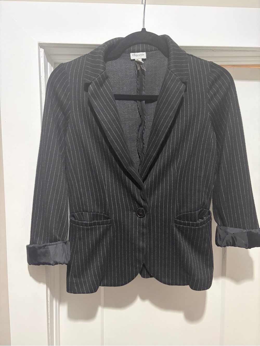 Dynamite Charcoal Pinstripe Blazer - Black and Gray